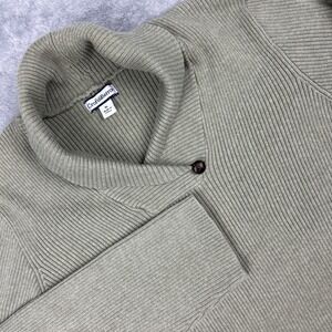 Croft & Barrow Sweater Women's XL Green Shawl Collar Ribbed Knit Pullover Cotton